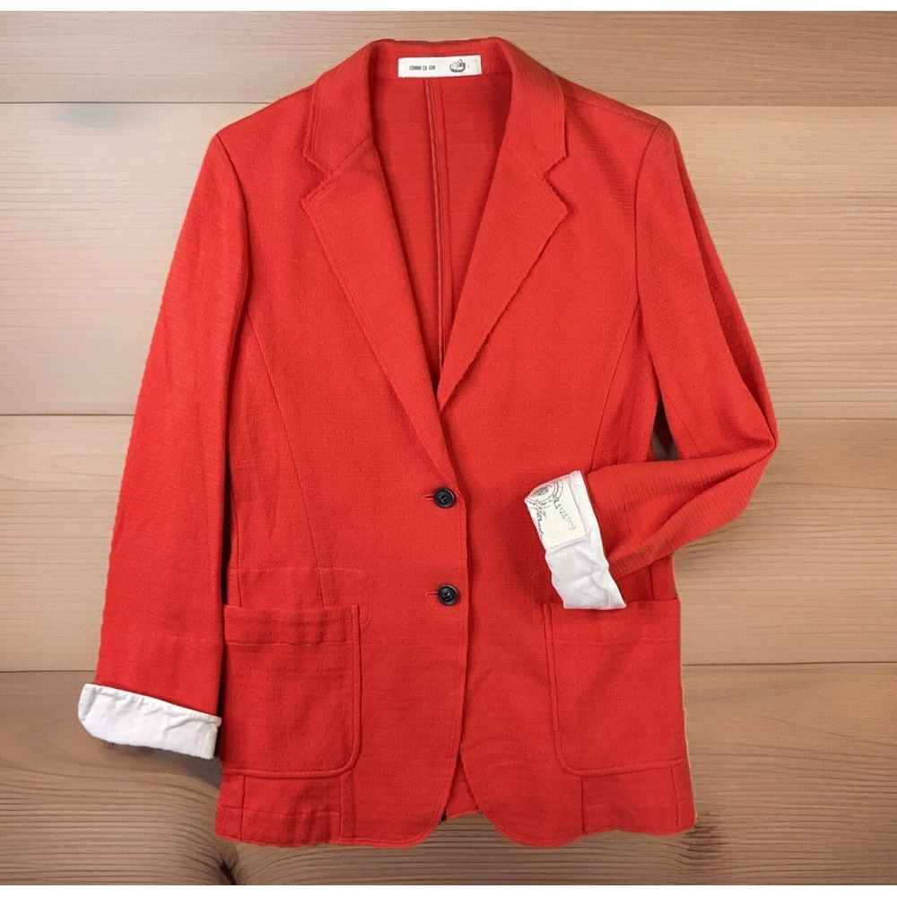 Comme Ca Ism‎ Knit Blazer Jacket Womens L Orange 2-Button Structured Japan Brand